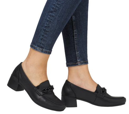 Pantofi casual, dama, RIEKER, 41660-00, negru, piele naturala